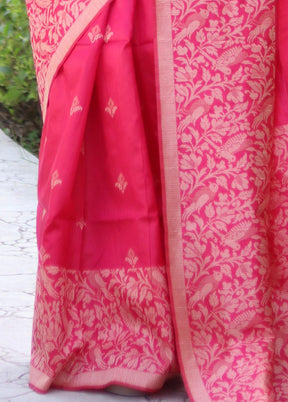 Rani Spun Silk Saree With Blouse Piece