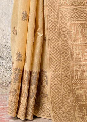 Beige Spun Silk Saree With Blouse Piece