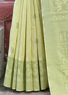 Light Green Spun Silk Saree With Blouse Piece