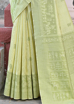 Light Green Spun Silk Saree With Blouse Piece