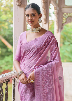 Purple Spun Silk Saree With Blouse Piece