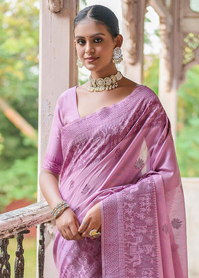 Purple Spun Silk Saree With Blouse Piece