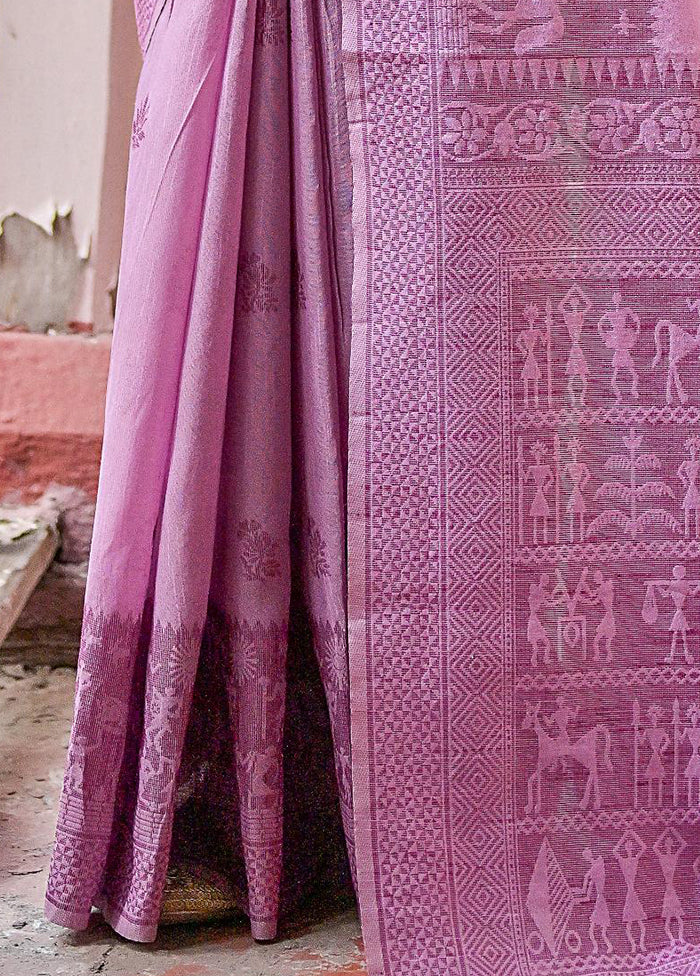 Purple Spun Silk Saree With Blouse Piece