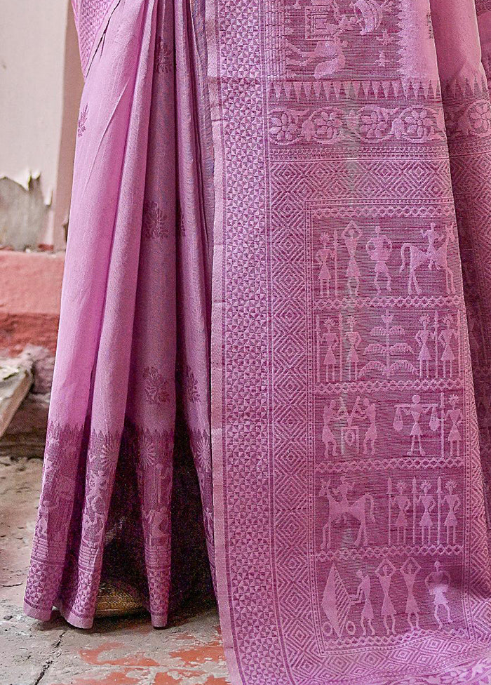 Purple Spun Silk Saree With Blouse Piece