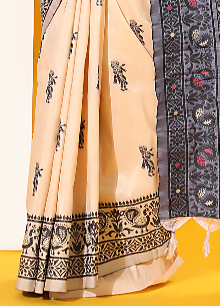 Off White Spun Silk Saree With Blouse Piece