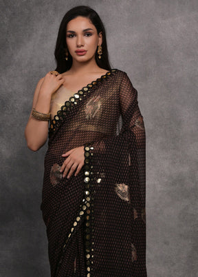 Black Chiffon Silk Saree With Blouse Piece