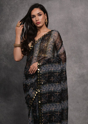 Grey Chiffon Silk Saree With Blouse Piece