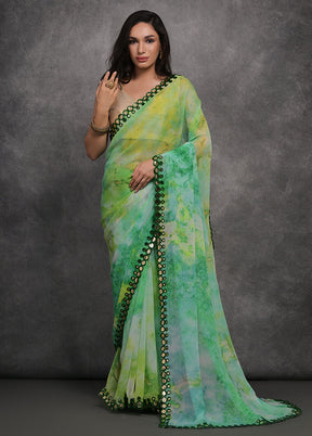 Green Chiffon Silk Saree With Blouse Piece