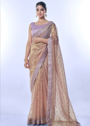 Purple Net Net Saree With Blouse Piece