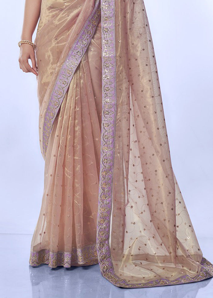 Purple Net Net Saree With Blouse Piece