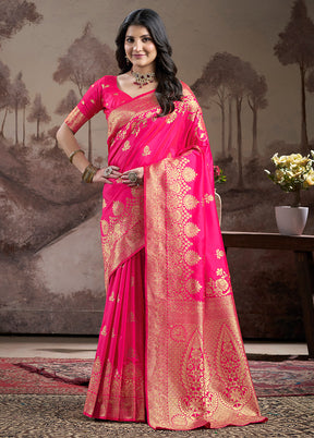 Pink Spun Silk Saree With Blouse Piece