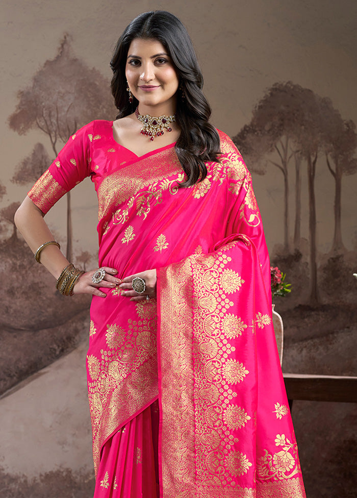 Pink Spun Silk Saree With Blouse Piece