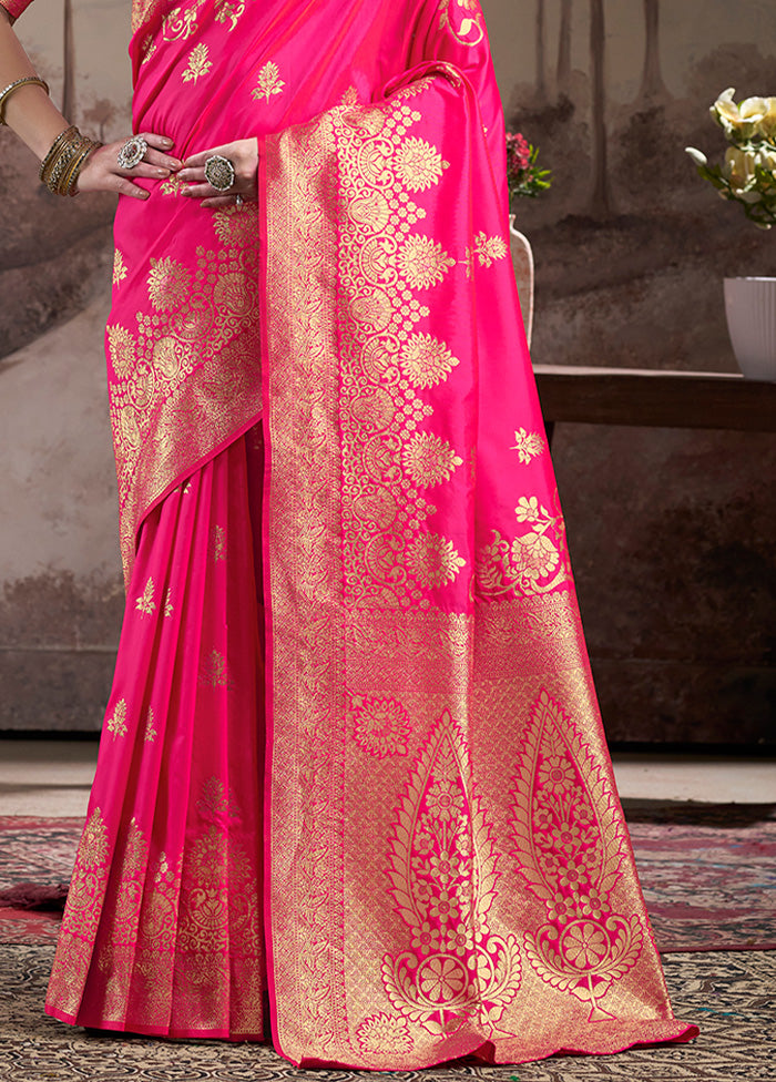 Pink Spun Silk Saree With Blouse Piece