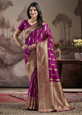 Purple Spun Silk Saree With Blouse Piece