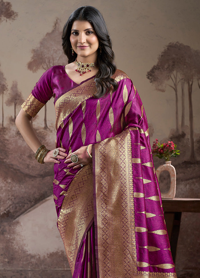 Purple Spun Silk Saree With Blouse Piece