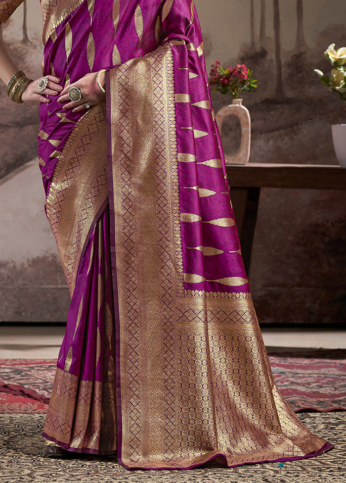 Purple Spun Silk Saree With Blouse Piece