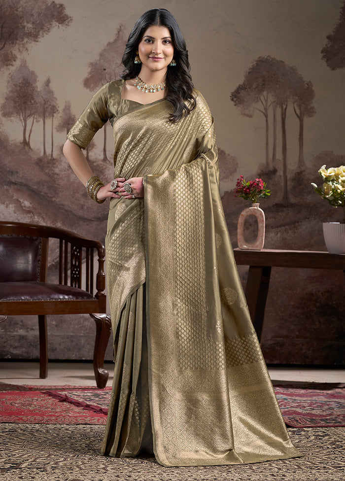 Beige Spun Silk Saree With Blouse Piece