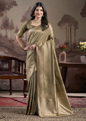 Beige Spun Silk Saree With Blouse Piece