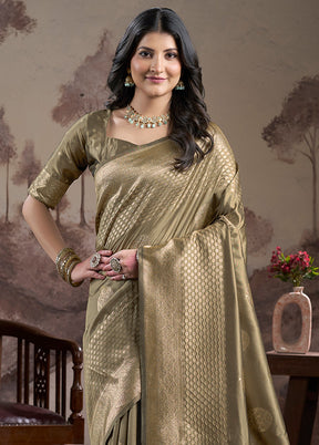 Beige Spun Silk Saree With Blouse Piece