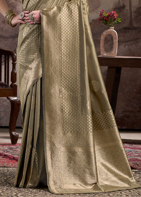 Beige Spun Silk Saree With Blouse Piece