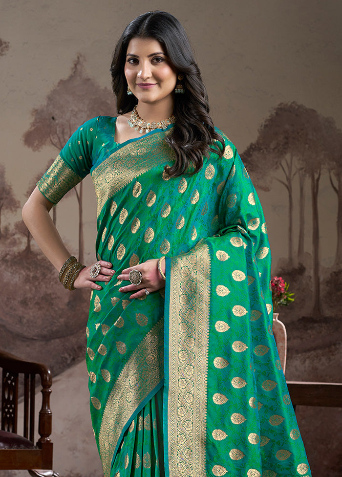 Green Spun Silk Saree With Blouse Piece