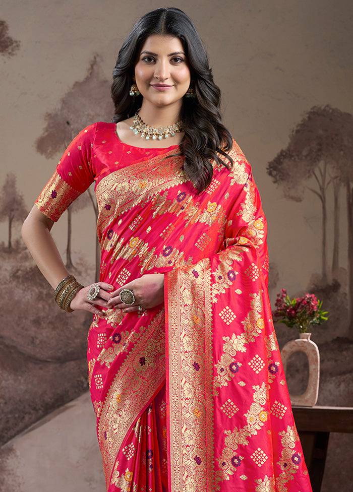 Red Spun Silk Saree With Blouse Piece