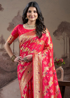 Red Spun Silk Saree With Blouse Piece