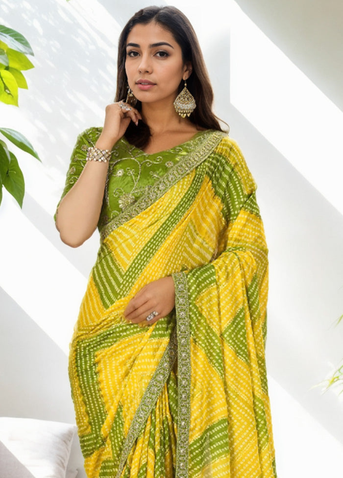 Yellow Spun Silk Saree With Blouse Piece