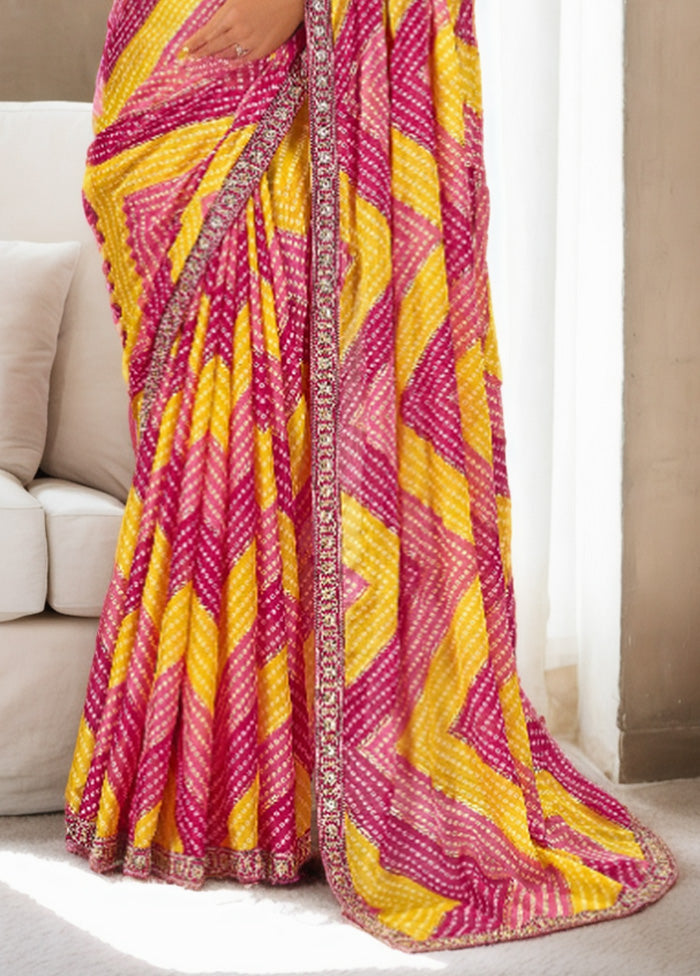 Multicolor Spun Silk Saree With Blouse Piece