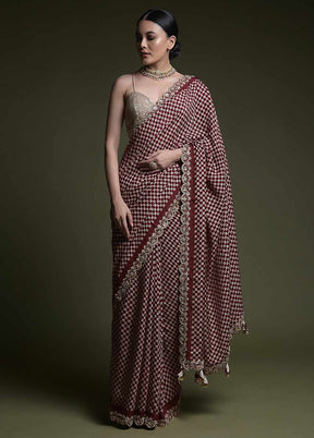 Wine Dupion Silk Saree With Blouse Piece - Indian Silk House Agencies