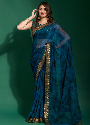 Green Chiffon Silk Saree With Blouse Piece - Indian Silk House Agencies