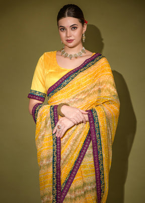 Yellow Georgette Saree With Blouse Piece - Indian Silk House Agencies