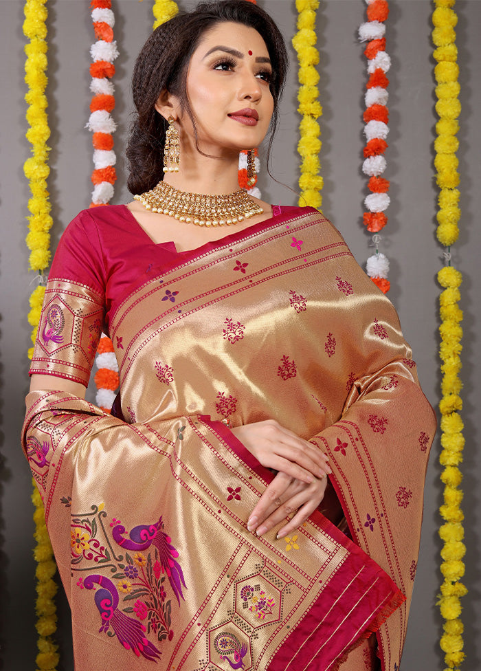 Maroon Dupion Silk Saree With Blouse Piece