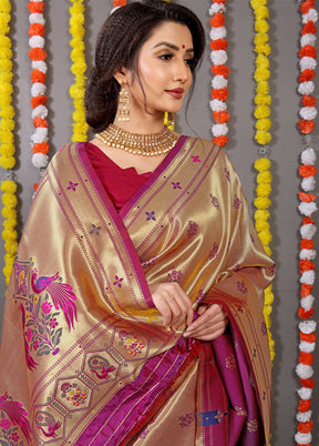 Wine Dupion Silk Saree With Blouse Piece