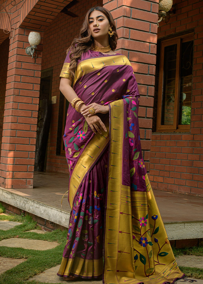 Wine Dupion Silk Saree With Blouse Piece - Indian Silk House Agencies