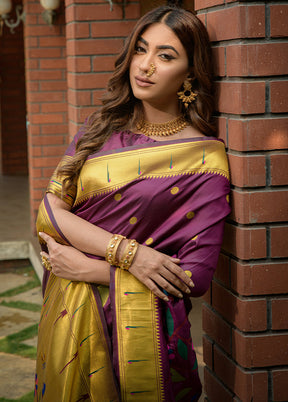 Wine Dupion Silk Saree With Blouse Piece - Indian Silk House Agencies