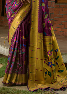 Wine Dupion Silk Saree With Blouse Piece - Indian Silk House Agencies