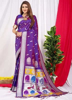 Purple Dupion Silk Saree With Blouse Piece - Indian Silk House Agencies