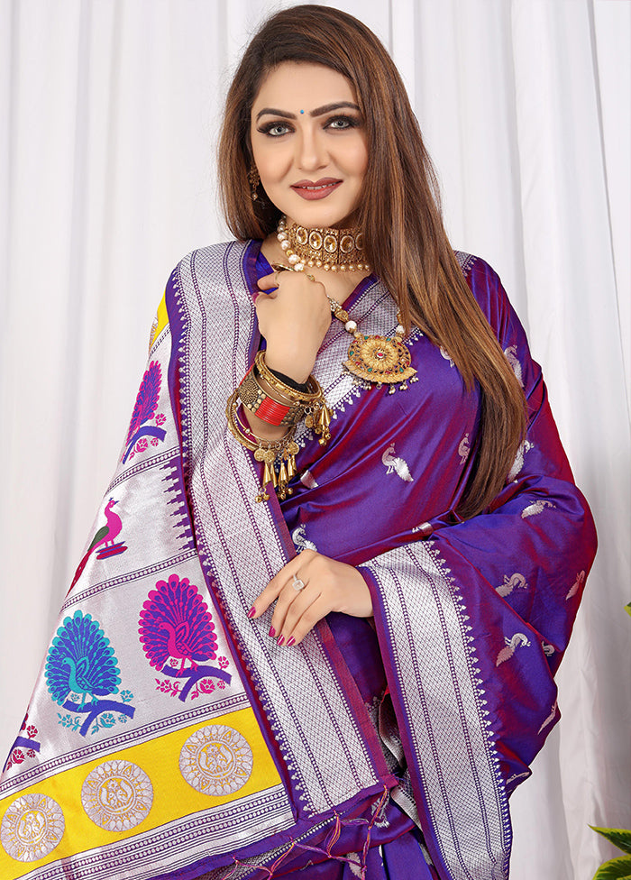 Purple Dupion Silk Saree With Blouse Piece - Indian Silk House Agencies