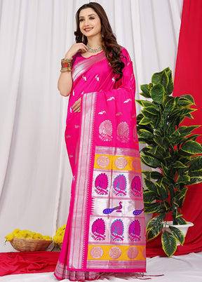 Pink Dupion Silk Saree With Blouse Piece - Indian Silk House Agencies