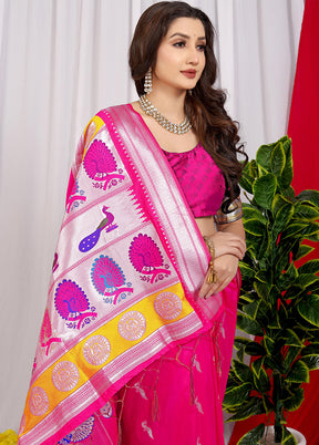 Pink Dupion Silk Saree With Blouse Piece - Indian Silk House Agencies