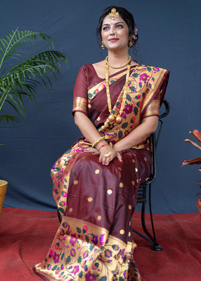 Brown Dupion Silk Saree With Blouse Piece