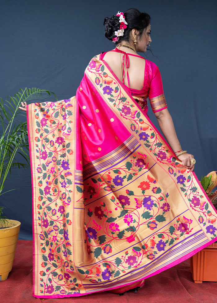 Pink Dupion Silk Saree With Blouse Piece