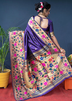 Purple Dupion Silk Saree With Blouse Piece