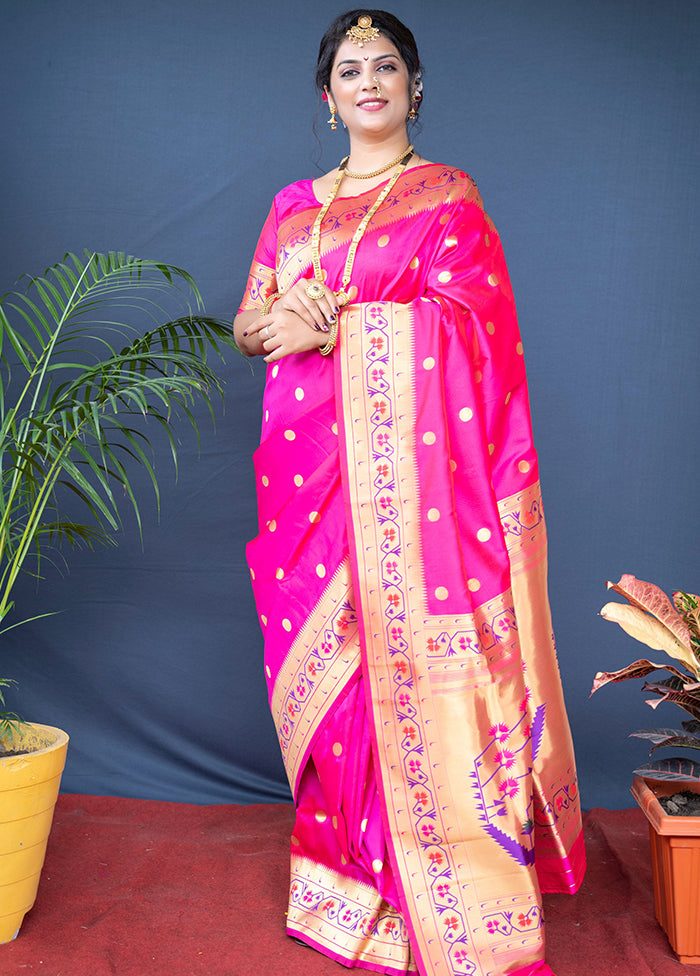 Pink Dupion Silk Saree With Blouse Piece