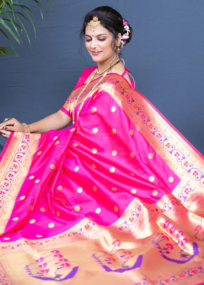 Pink Dupion Silk Saree With Blouse Piece