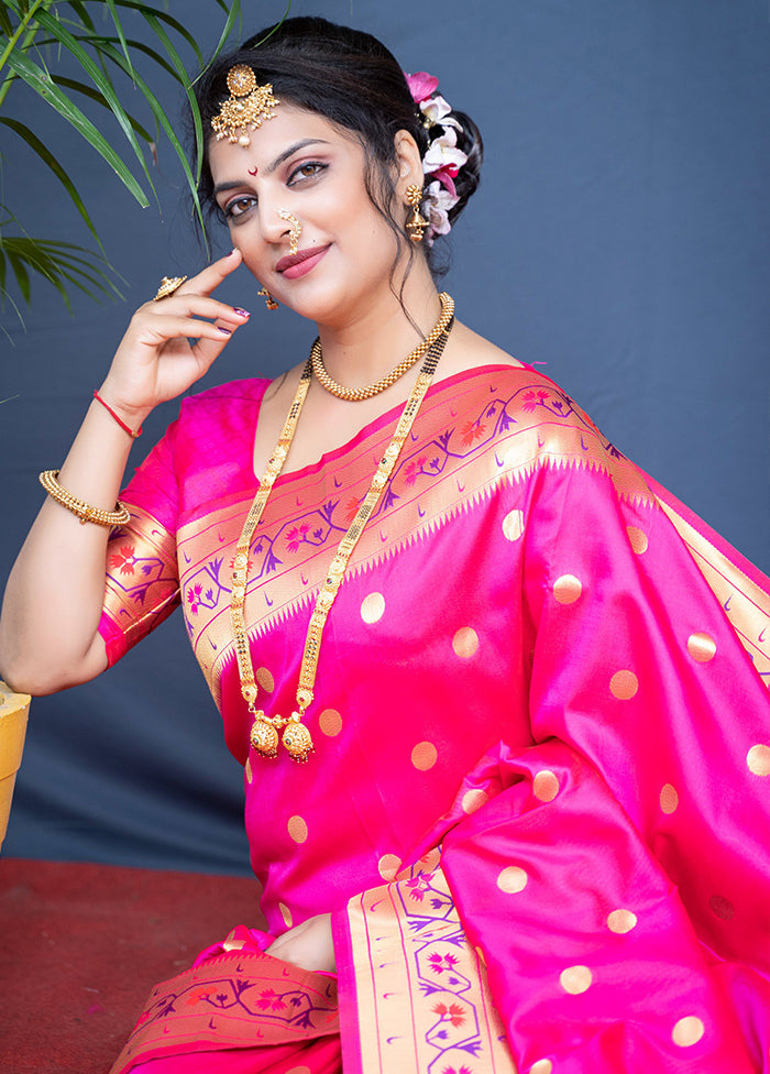 Pink Dupion Silk Saree With Blouse Piece