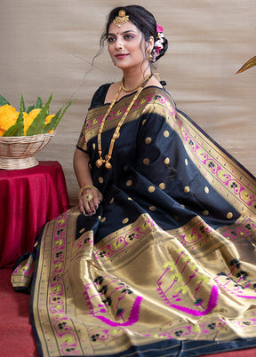 Black Dupion Silk Saree With Blouse Piece