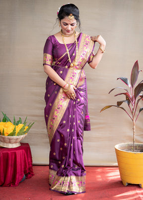 Wine Dupion Silk Saree With Blouse Piece