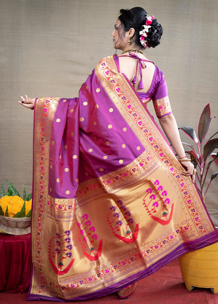 Purple Dupion Silk Saree With Blouse Piece